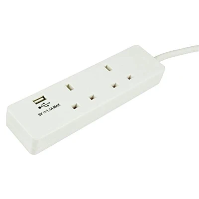 Image of Mercury 2 Gang Extension Lead USB Charging Metre