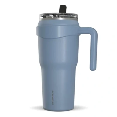 Image of Hydrapeak Roadster 40oz Stainless Steel Tumbler Double Wall Vacuum Insulated Water Bottle With Handle And 2 in 1 Straw Lid (Modern Blue)