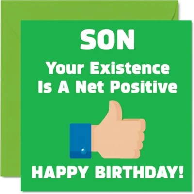Image of Funny Birthday Cards for Son Your Existence Joke Happy Card from Dad Mum, Banter Gifts, 145mm x Rude Greeting