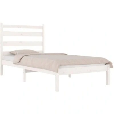 Image of vidaXL 3103639 Bed Frame without Mattress White Solid Wood 100x200 cm (810008+818406)