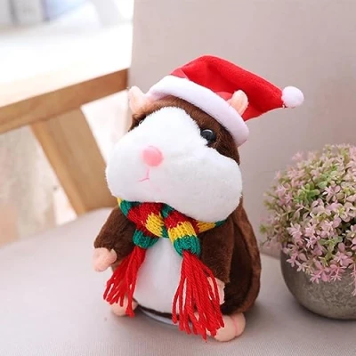 Image of Duqulle Talking Hamster Plush Toys For Kids,Repeats What You Say Animal Toy, Electronic Mouse With Santa Hat,Interactive Recording Toy,Christmas Party Bag Fillers Kids