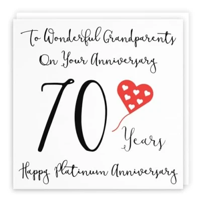 Image of Hunts England Grandparents 70th Anniversary Card To Wonderful On Your 70 Years Happy Platinum Love Heart Collection