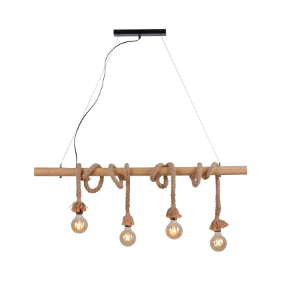 Image of Rope Bar Pendant Ceiling Light Black 4xE27