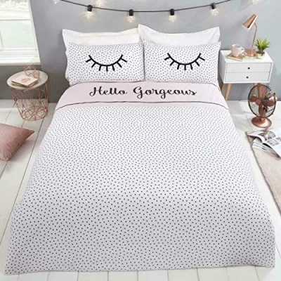 Image of Bedding Heaven® HELLO GORGEOUS KING SIZE Reversible Pink &amp; White Polka Dots Duvet Cover Set
