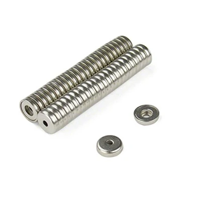 Image of N42 Neodymium Pot Magnet for Arts, Crafts, Model Making, DIY, Hobbies, Office, and Home 14mm dia x 3.6mm thick 3.5mm c/bore 5.2kg Pull Pack of 100