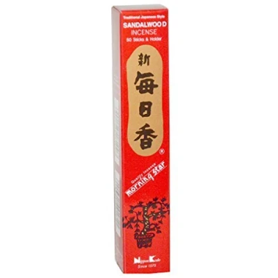 Image of Sandalwood Morning Star Quality Japanese Incense by Nippon Kodo 50 Sticks + Holder