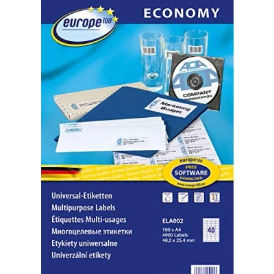 Image of Avery Zweckform ELA002 e100 Labels 48.5x25.4 mm Laser Copy Inkjet 100 Sheets