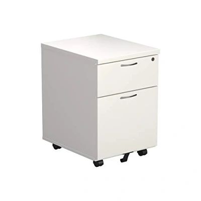 Image of Office Hippo Heavy Duty 2 Drawer (1 for Filing) Mobile Pedestal Filing Cabinet, File Cabinet with Anti Tilt Mechanism &amp; Lockable Storage, 5 Year Wty White