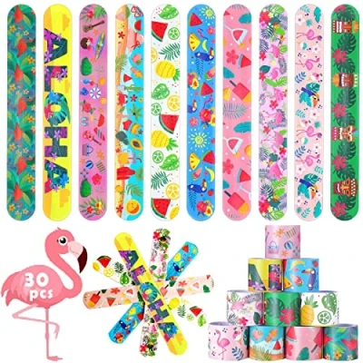 Image of Acuiwer Hawaii Slap Bracelet 30 PCS Wrist Bands Bulk for Kids Party Bag Fillers Supplies Flavors Gift Girls Boys Birthday Christmas (Hawaii pcs)