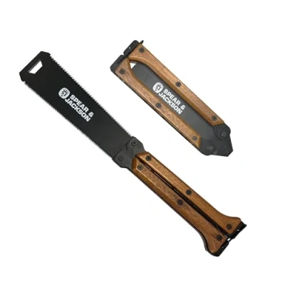 Image of Spear &amp; Jackson 4978KEW Kew Gardens Collection 8&quot; Folding Garden Butterfly Saw Japanese Style Double Sided Pruning Pull for Live, Fibrous Dead Wood