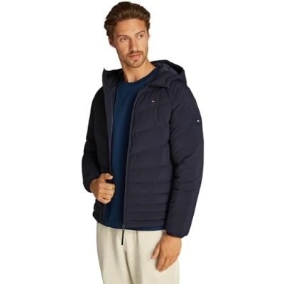 Image of Tommy Hilfiger MIX Quilt Hooded Jacket Winter jacket, Men&#039;s, Size: XS, Desert sky