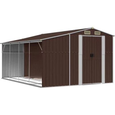 Image of vidaXL Garden Shed Brown 277x365.5x179 cm Galvanised Steel