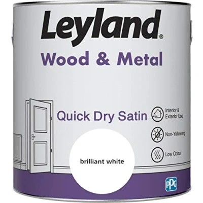 Image of Leyland 423431 Wood &amp; Metal Quick Dry Satin, 2.5 litres, white