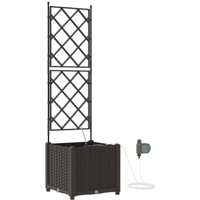Image of vidaXL Garden Planters with Water Irrigation System Brown