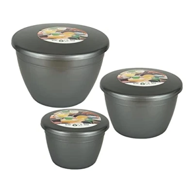 Image of Just Pudding Basins 3 Smaller Sizes in One Set Steam Bowls, Basin and Lid 1x 1/4 Pint, 1/2 Pint 1 (Silver)