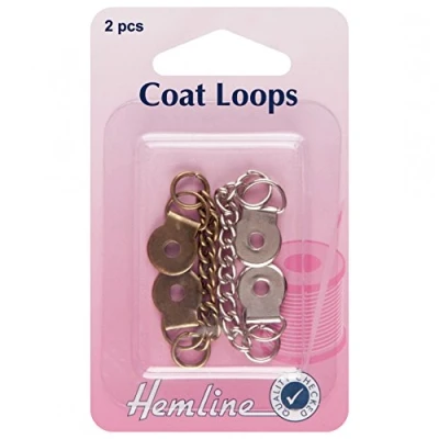 Image of Hemline Metal Coat Loops for Coats &amp; Jackets Silver Bronze per pack of 2