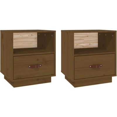 Image of vidaXL Bedside Cabinets 2 pcs Honey Brown 40x34x45 cm Solid Wood Pine