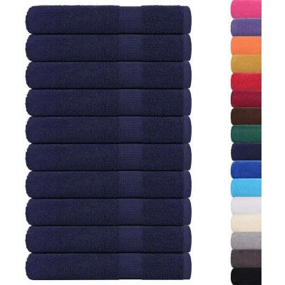 Image of vidaXL Towels 10 pcs Navy Blue 100x200 cm 360 gsm 100% Cotton