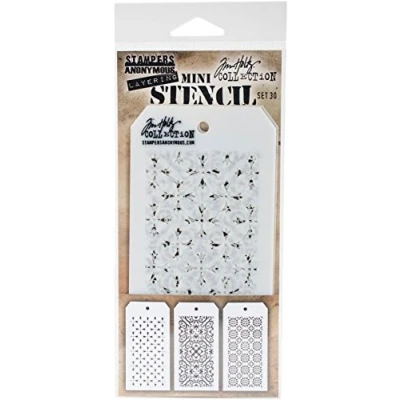 Image of Tim Holtz Mini Stencil Set #30, Synthetic Material, 21.6 x 9.2 0.1 cm