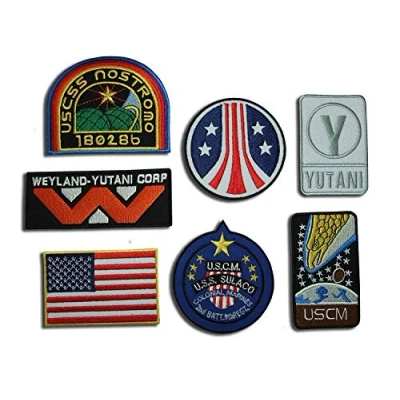 Image of Alien Movie Weyland Nostromo USCM Colonial Marines Eagle Crew Patch Set, 7 Iron On Badges [AL10]