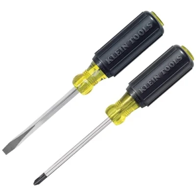 Image of Klein Tools 85442 Screwdriver 2 Piece Set, Made in USA, 1/4 Keystone and #2 Phillips, Cushion Grip, Round Square Shank, Heat Treated, Home Improvement