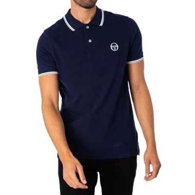 Image of Sergio Tacchini Men&#039;s Striped Collar Polo Shirt, Blue, L