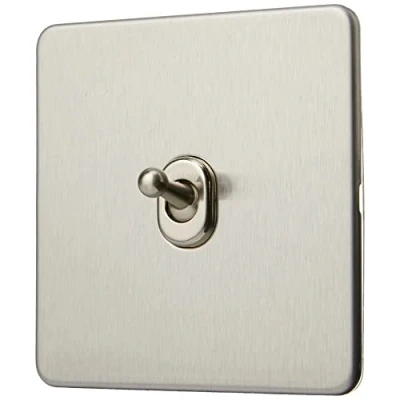 Image of KnightsBridge Screwless 10AX 1G Intermediate Toggle Switch Brushed Chrome