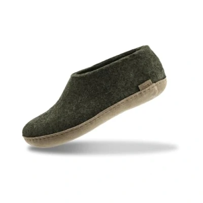 Image of GLERUPS Indoor Shoes Men &amp; Women (Green) Unisex Wool Slippers with Leather Sole Comfy Cosy Gents and Ladies