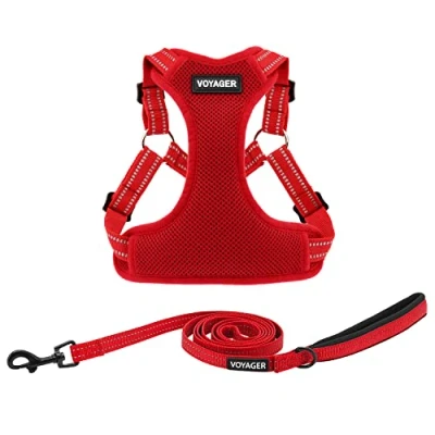 Image of Best Pet Supplies Voyager Adjustable Dog Harness Leash Set with Reflective Stripes for Walking Heavy Duty Full Body No Pull Vest D Ring, Breathable All Weather (Red), XS