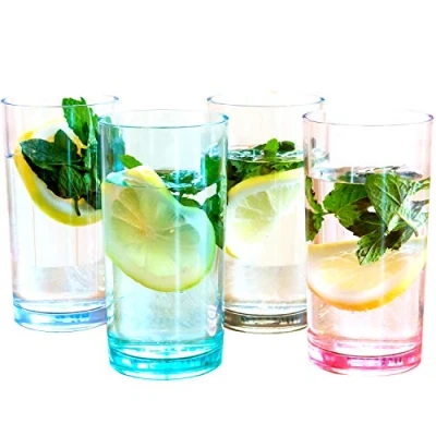 Image of Youngever 8 Pack 500ML Plastic Water Tumbler, Set of 8, Glasses, Re usable Cups, Unbreakable Tumblers (4 Colors)