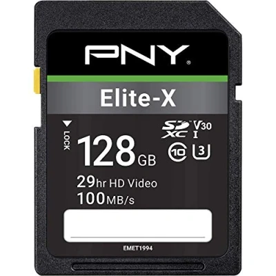 Image of PNY Elite X SDXC card 128GB Class 10 UHS I U3 100MB/s