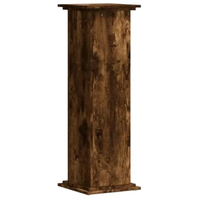 Image of vidaXL Plant Stand Pot Holder/Flower Display, Smoked Oak Engineered Wood, 33x33x100 cm, Large Stable Top, Hollow Design