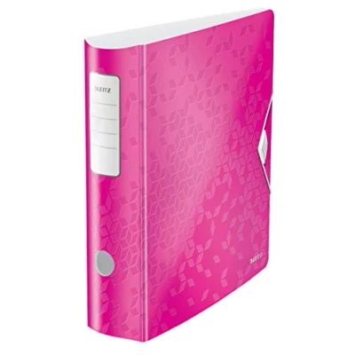Image of Leitz Lever Arch File, Metallic pink, A4, Curved spine 75mm width, Elastic fastening, Light polyfoam, WOW Range, 11060023