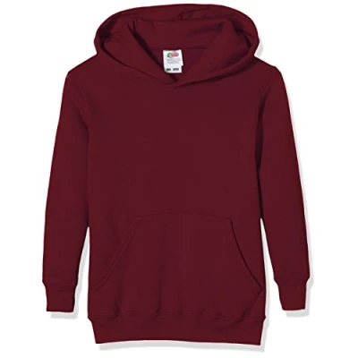 Image of Fruit of the Loom Unisex Kids Pull over Classic Hooded Sweat, Burgundy, 5 6 Years (Manufacturer Size:26)