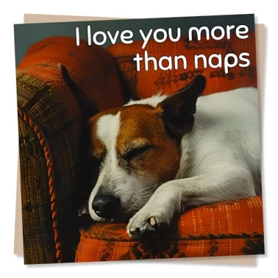 Image of Adorable Dog Birthday or Anniversary Card For Your Loved One I Love You More Than Naps Husband, Wife, Girlfriend, Boyfriend Partner