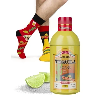 Image of soxo Whisky Socks Men Funny Gifts Mens Cotton Sock Colourful Funky Gift Men&#039;s Presents 6.5 10.5 Tequila 1 Pair