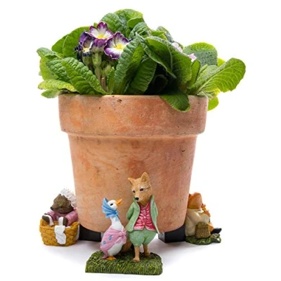 Image of Potty Feet Beatrix Potter Jemima Puddle Duck Figures Plant Pot Planter Support Handmade Decorative Ornaments 3pcs