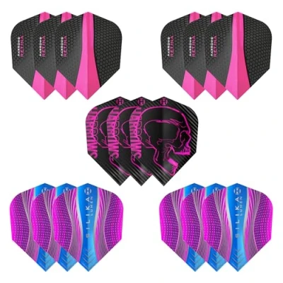 Image of Harrows Darts Flights (15 Total) I 100 Micron Dart Premium Extra Strong Made in UK Professional (Pink Pack)