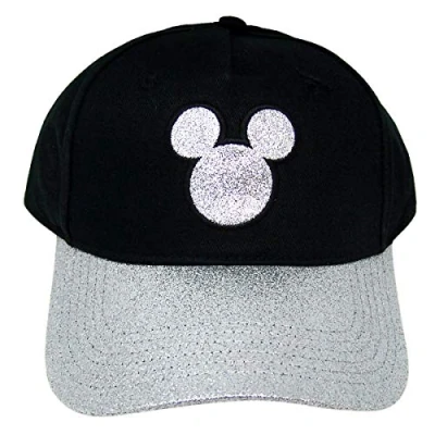 Image of Disney Silver Tone Glitter Mickey Mouse Baseball Cap