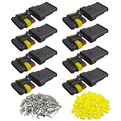 Image of QitinDasen 8 Set 5 Pin Waterproof Car Electrical Connectors, Sealed Connector Plug Socket Kit, for Truck Boat