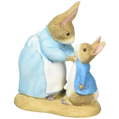 Image of Beatrix Potter Mrs Rabbit and Peter Figurine
