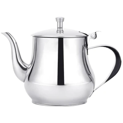 Image of SANQIAHOME OZ 12 Stainless Steel Teapot,12.6oz(0.36Litres),1 Cups,Easy Pour Tea Pot,Mirror Polished Easy to Clean, Silver