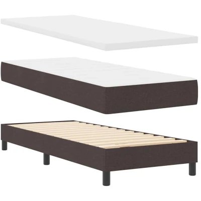 Image of vidaXL Box Spring Bed Dark Brown 80 x 200 cm Fabric &amp; Foam Wood