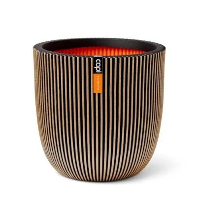 Image of CAPI EUROPE Planter ball Groove NL 43x41 Gold Opening Ø35 Pot for indoor and outdoor use Shatterproof 100% recyclable KGVGB933