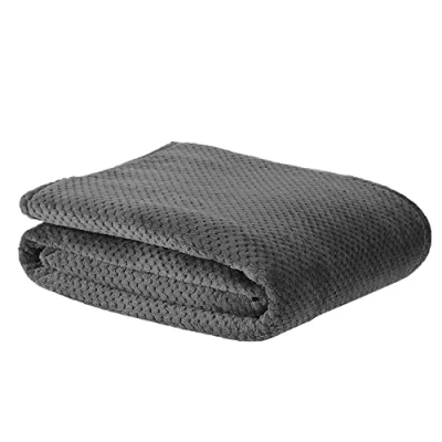 Image of Sleepdown Luxury Waffle Fleece Charcoal Grey Throw Over Sofa Super Soft Warm Cosy Honeycomb Bed Blanket Bedspread 150cm x 200cm, 5056242828761