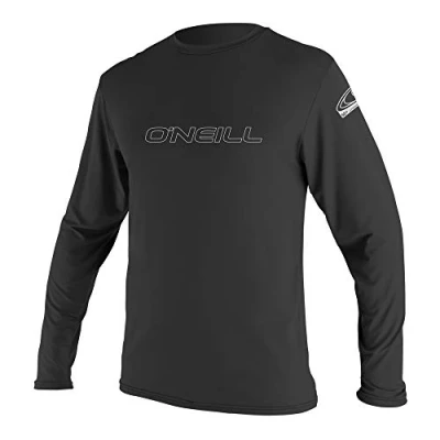 Image of O&#039;Neill Wetsuits Men&#039;s Basic Skins Long Sleeve Rash Vest, Black, L
