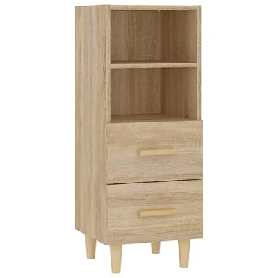 Image of vidaXL Sideboard in Sonoma Oak Finish, 2 Drawer shelf Storage Cabinet Cupboard, Engineered Wood Material, Indoor Furniture for Living Room and Bedroom