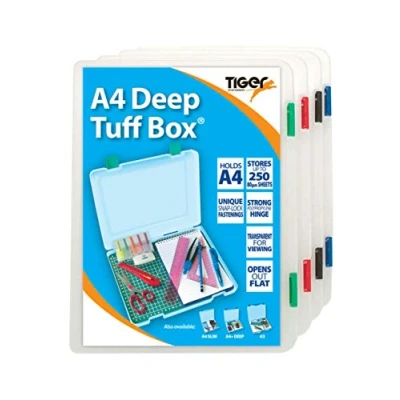 Image of 12 x A4 Deep Clear Tuff Storage Box Multi Purpose Organiser Utility File
