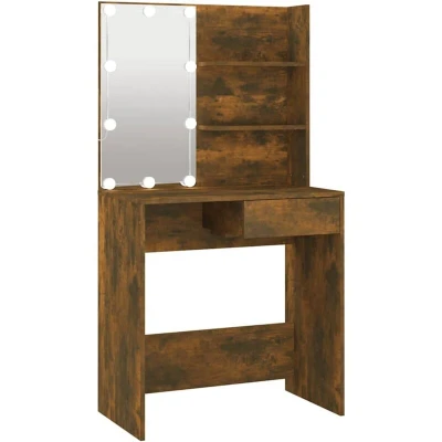 Image of vidaXL Dressing Table with LED Smoked Oak 74.5x40x141 cm
