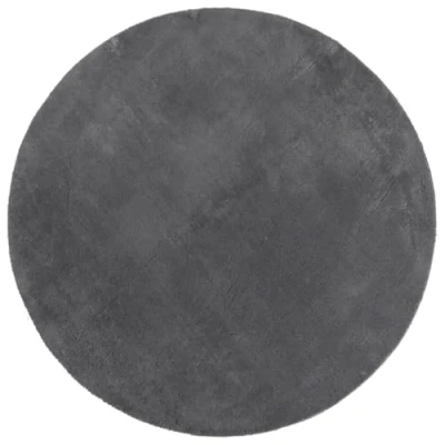 Image of vidaXL Soft Short Pile Rug Washable Anthracite Polyester Ø 120 cm Non Slip and Suitable for Underfloor Heating